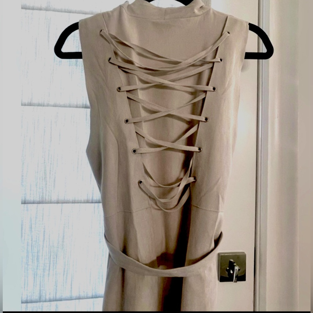 Suede (faux) Jacket/Vest Cream/Light taupe Size Medium. - Picture 6 of 9